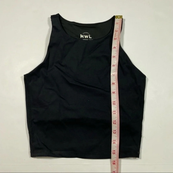 New Madewell MWL Form Racerback Crop Tank Top Black NA554 - Picture 8 of 9